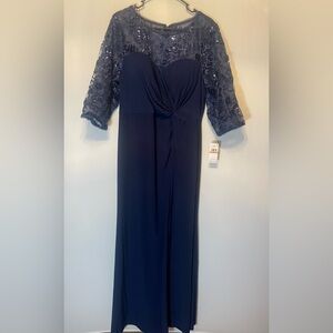 Alex Evenings Womens Long Lace Top Mother of The Bride Dress with Empire Waist